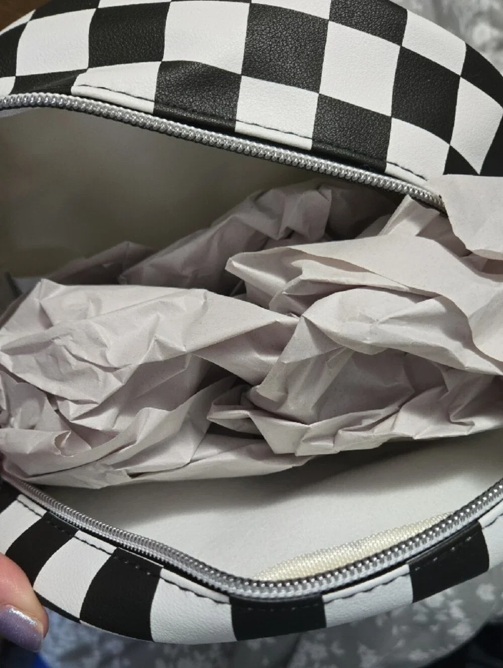 Kids Black & White Checkerboard Backpack with Pink, Red & Yellow Powerpuff Girls